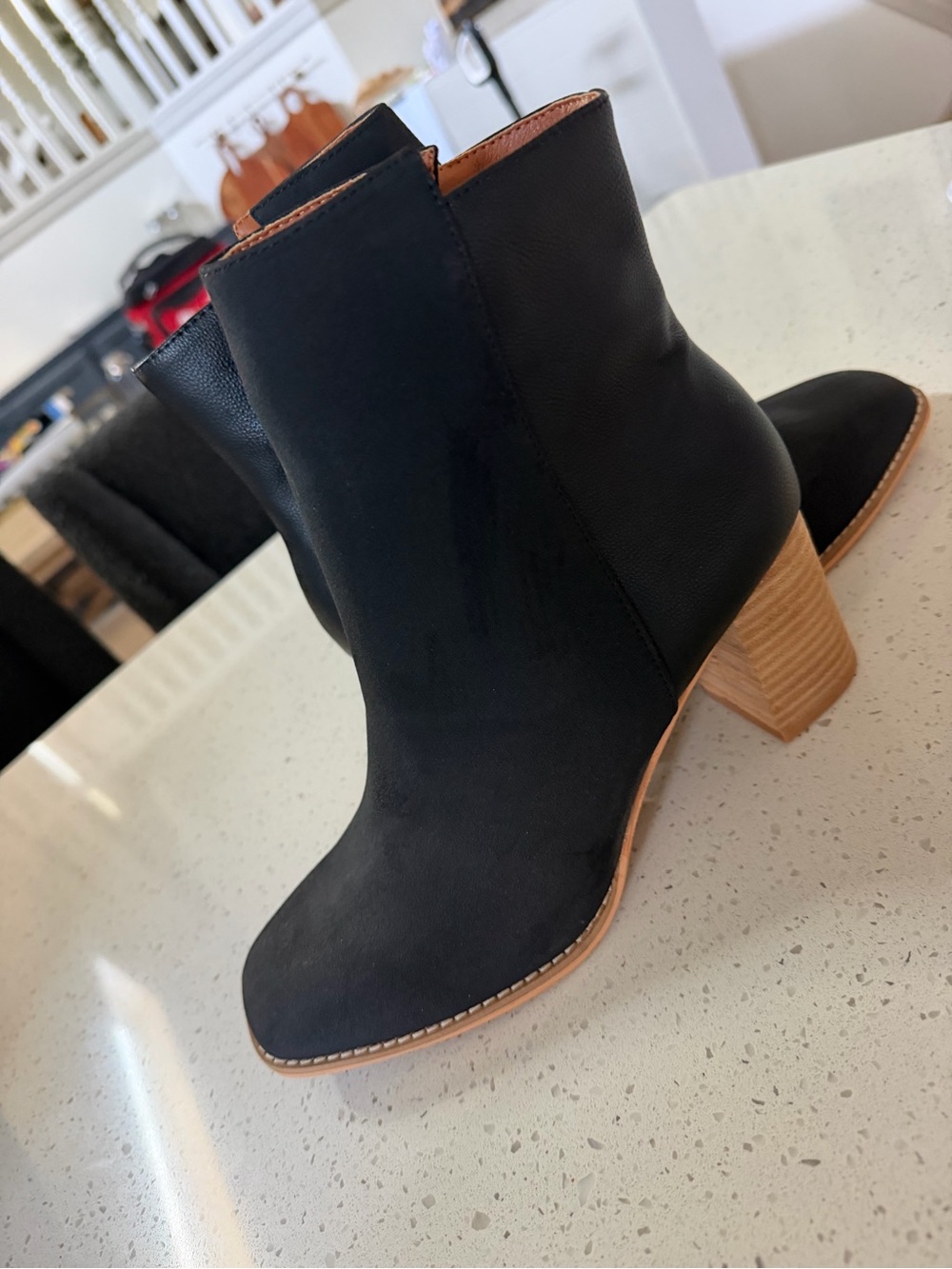 Ccocci Black Leather Ankle Boots with Stacked Heel